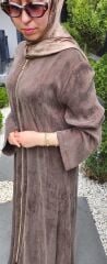 Kahverengi Cupra Kumaş Ferace