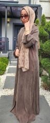 Kahverengi Cupra Kumaş Ferace