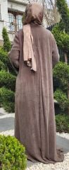 Kahverengi Cupra Kumaş Ferace