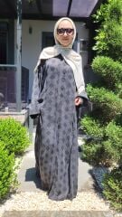 Özel Osmanlı Motifli Desen Siyah Cupra Kumaş Ferace