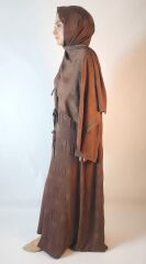 KAHVE RENGİ DESENLİ ŞAL