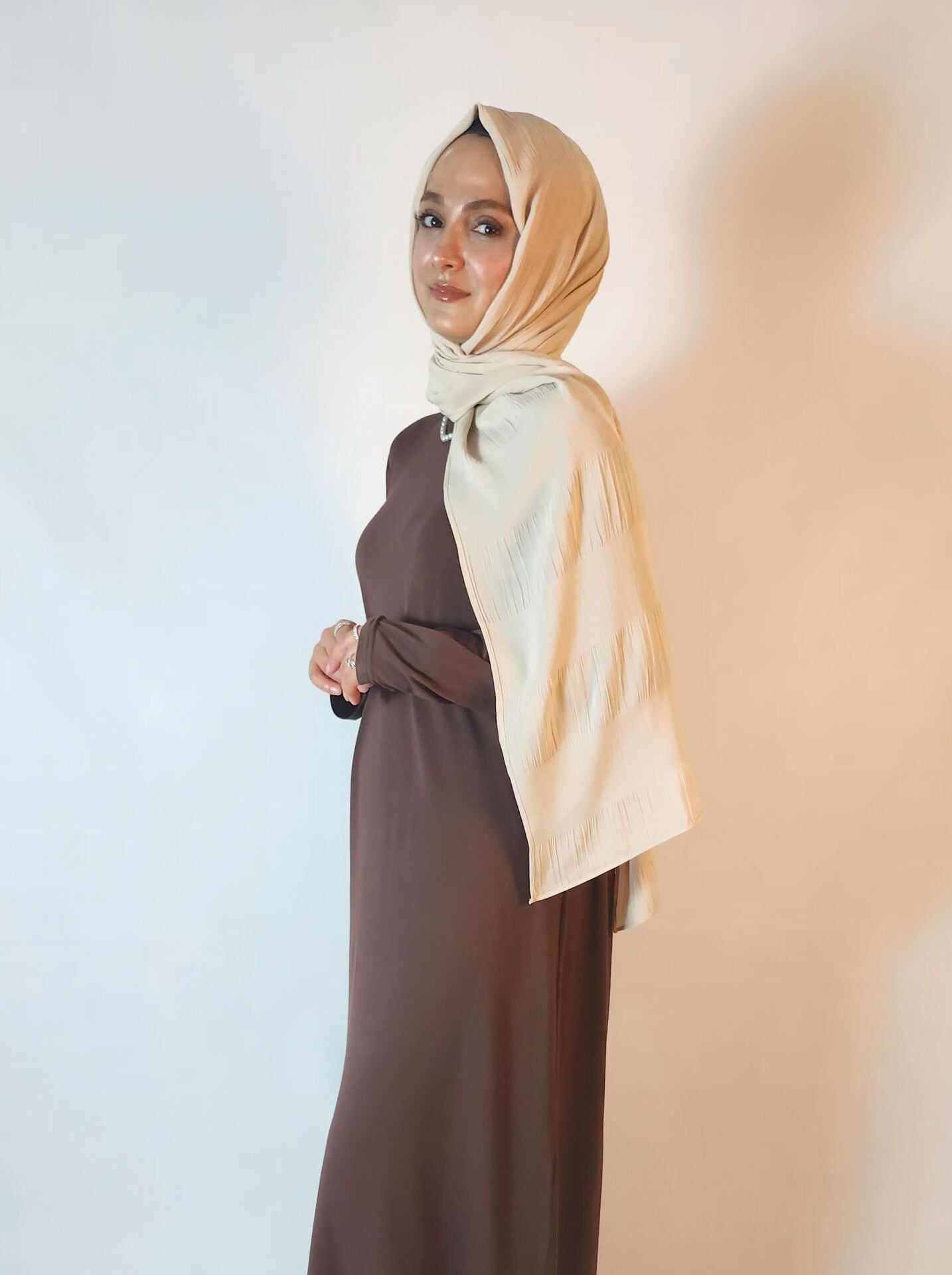 TAŞ RENGİ DESENLİ ŞAL